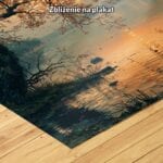 pomarańczowy szary zielony realistyczny obraz na ścianę do sypialni