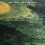 zielony żółty czarny częściowo abstrakcyjny obraz na ścianę do sypialni Obraz tajemniczy pejzaż z pełnym księżycem do salonu