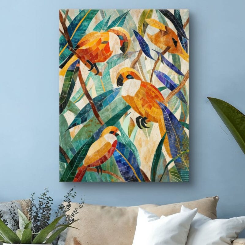 Obraz natura ptaki w dżungli akryl do salonu