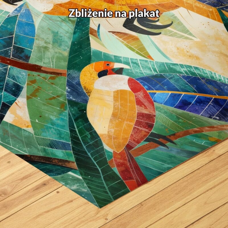 pomarańczowy zielony niebieski abstrakcyjny obraz na ścianę do salonu