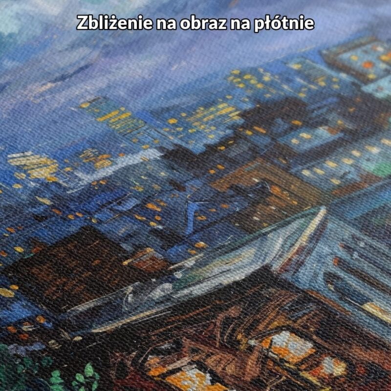 Obraz nocny pejzaż miejski z księżycem do salonu