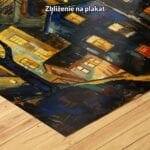 granatowy żółty pomarańczowy częściowo abstrakcyjny obraz na ścianę do sypialni