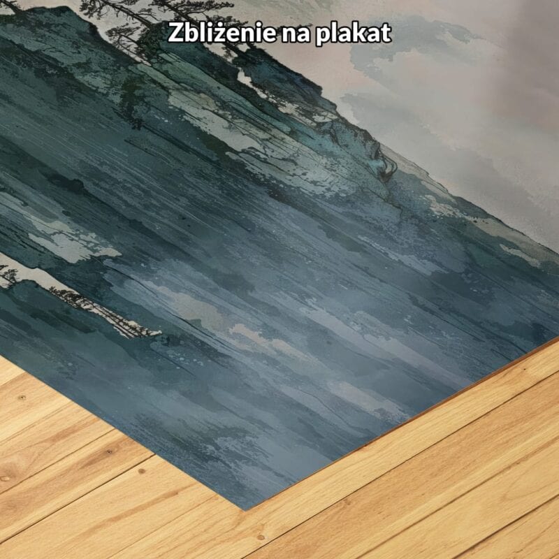 zielony szary niebieski częściowo abstrakcyjny obraz na ścianę do sypialni