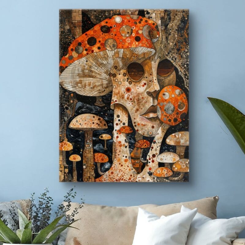 Obraz surrealistyczny do salonu grzybowy portret