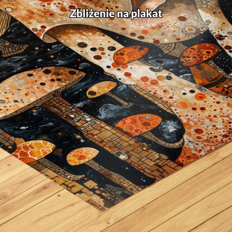 pomarańczowy brązowy czarny częściowo abstrakcyjny obraz na ścianę do gabinetu