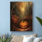Obraz do salonu dynia Halloween mroczny las Obraz do salonu dynia Halloween mroczny las