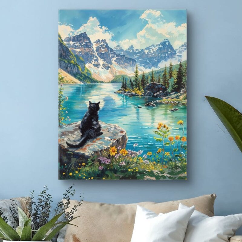 Obraz na płótnie do salonu kocie jezioro