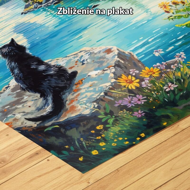 niebieski zielony żółty realistyczny obraz na ścianę do sypialni