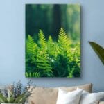 Plakat natura rośliny zielone paprocie do salonu