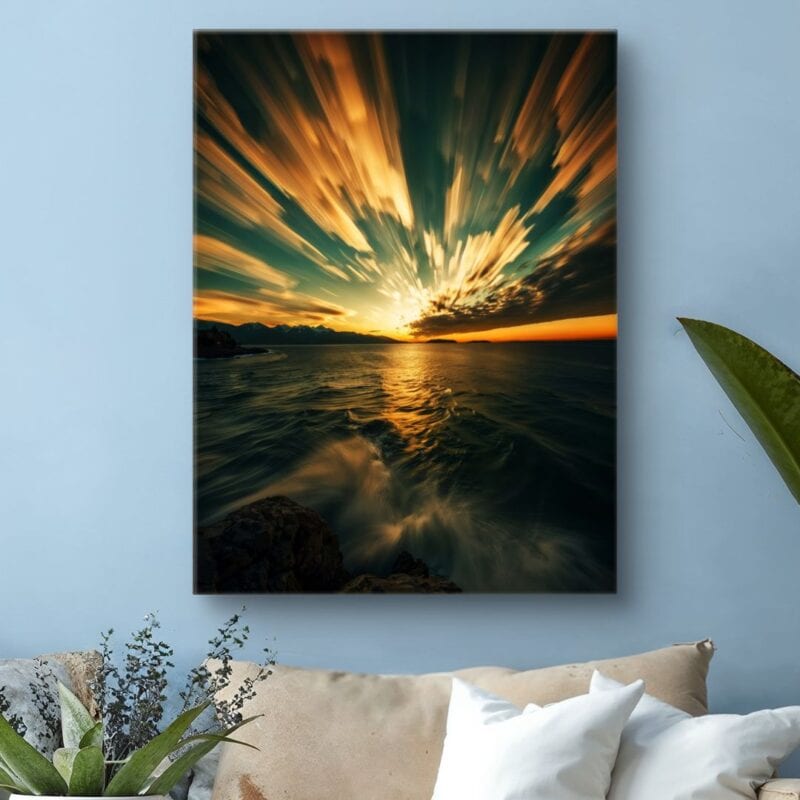 Plakat zachód słońca nad morzem dla salonu i biura