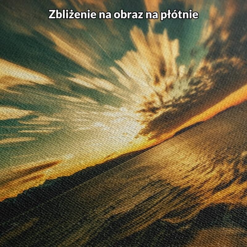 pomarańczowy turkusowy żółty częściowo abstrakcyjny plakat na ścianę do przedpokoju i korytarza