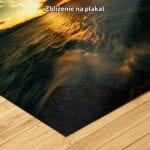 pomarańczowy turkusowy żółty częściowo abstrakcyjny plakat na ścianę do przedpokoju i korytarza Plakat zachód słońca nad morzem dla salonu i biura