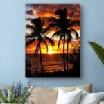 Plakat zachód słońca nad palmami do salonu Plakat zachód słońca nad palmami do salonu