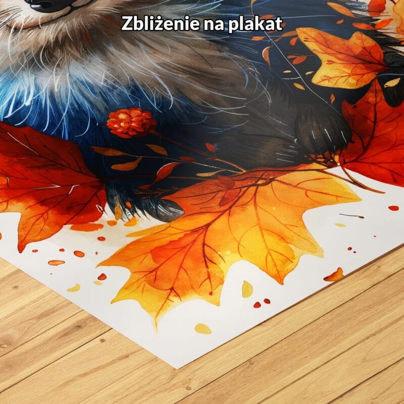 Plakat zwierzęta do pokoju dziecięcego jeżyk jesień