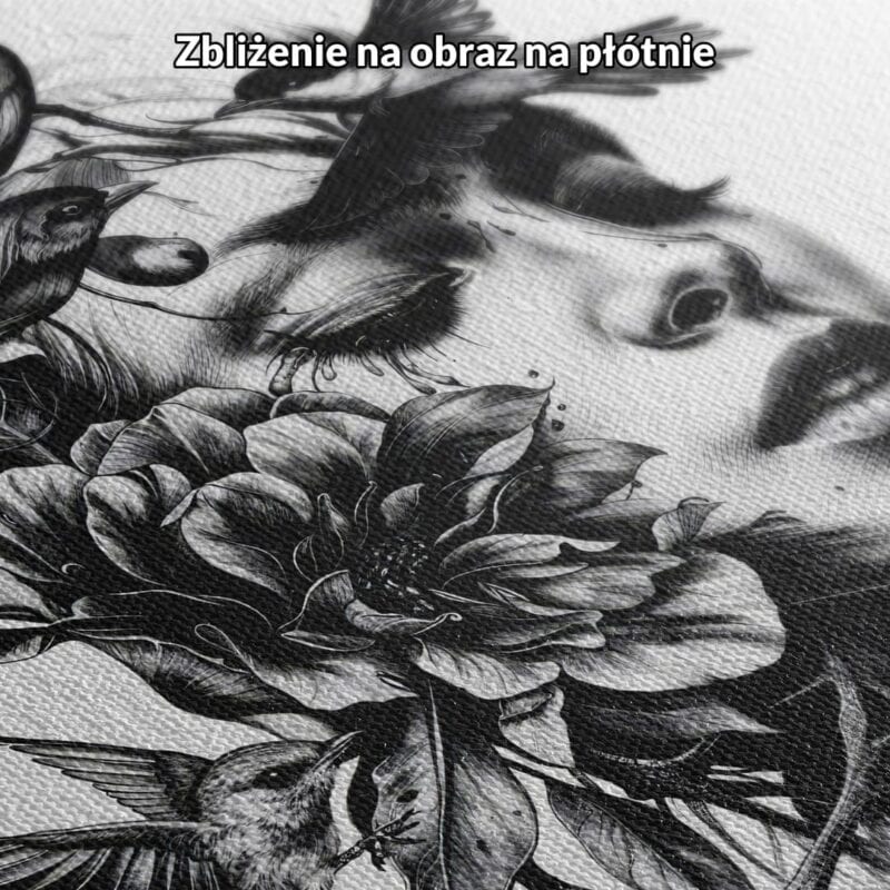 czarno-biały częściowo abstrakcyjny plakat na ścianę do salonu