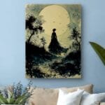 Obraz na płótnie do salonu kobieta na tle księżyca