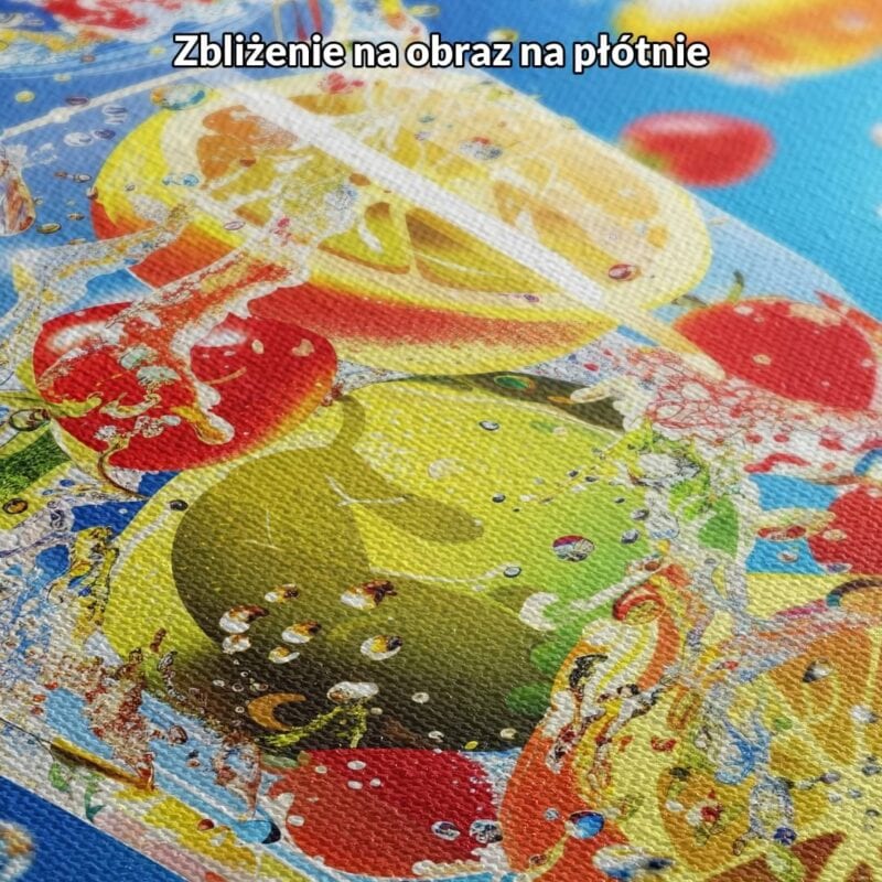 niebieski żółty czerwony częściowo abstrakcyjny plakat na ścianę do kuchni i jadalni