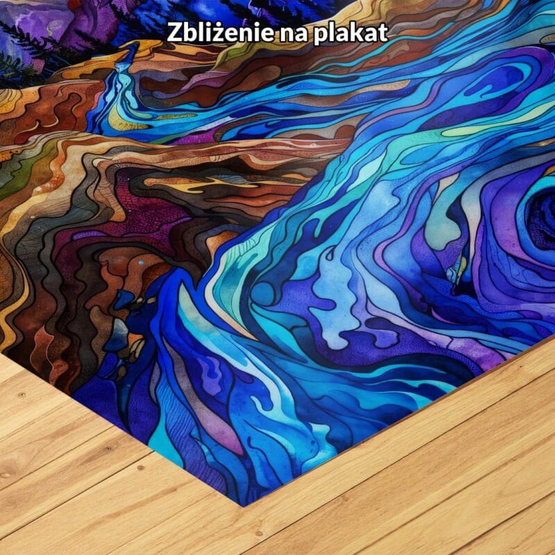 fioletowy niebieski zielony abstrakcyjny obraz na ścianę do biura i pracy