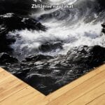 czarno-biały realistyczny plakat na ścianę do biura i pracy Plakat morze wybrzeże latarnia morska burza do biura