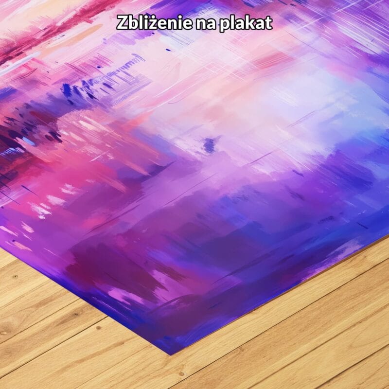 fioletowy różowy niebieski częściowo abstrakcyjny obraz na ścianę do sypialni