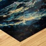 niebieski czarny żółty częściowo abstrakcyjny obraz na ścianę do gabinetu