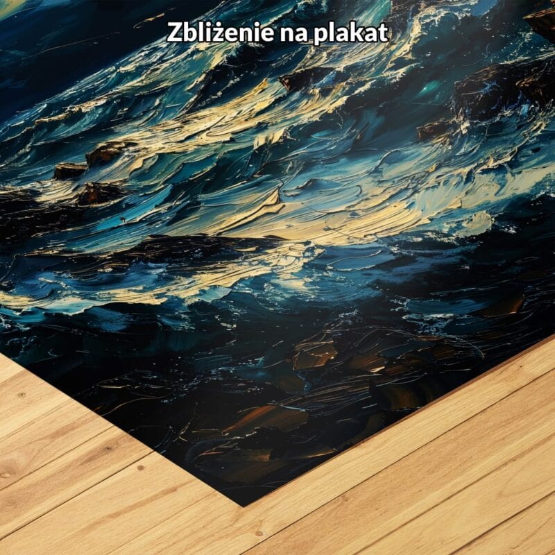 niebieski czarny żółty częściowo abstrakcyjny obraz na ścianę do gabinetu