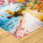 niebieski czerwony żółty częściowo abstrakcyjny obraz na ścianę do sypialni