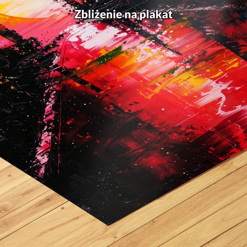 czerwony żółty czarny częściowo abstrakcyjny obraz na ścianę do biura i pracy