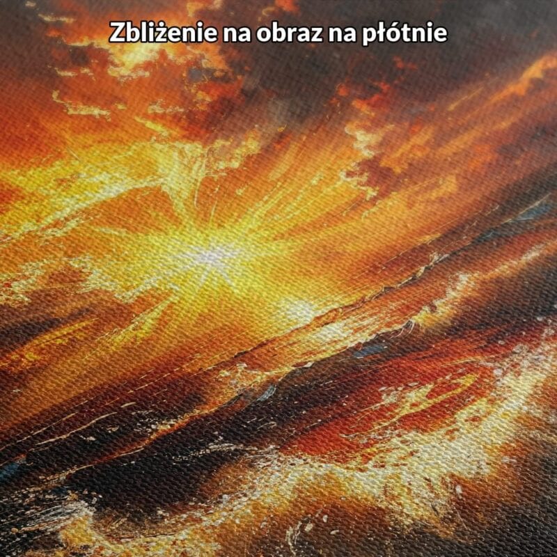 Obraz zachód słońca nad wzburzonym morzem