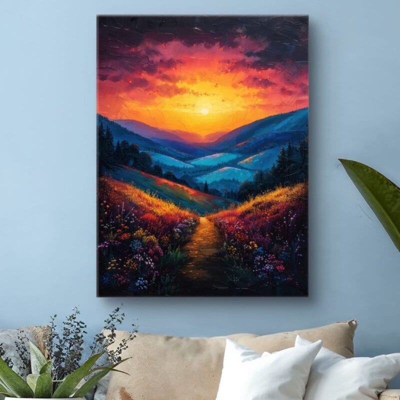 Obraz na płótnie do salonu górski zachód słońca