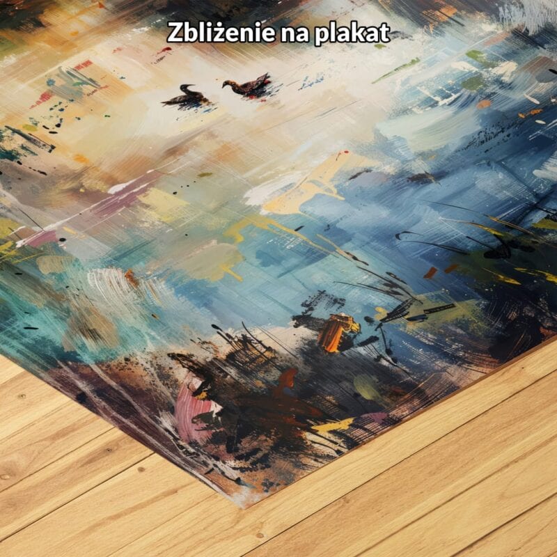 pomarańczowy niebieski zielony częściowo abstrakcyjny obraz na ścianę do sypialni