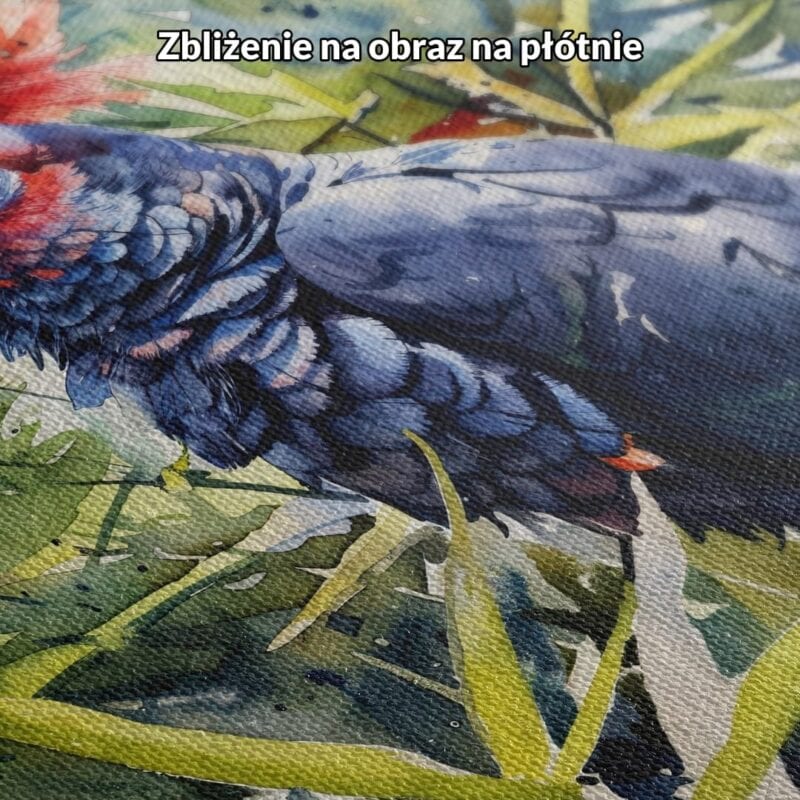 Obraz do salonu papuga wśród egzotycznej roślinności