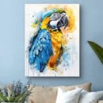 Plakat do salonu papuga abstrakcja
