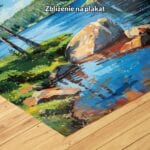 niebieski zielony brązowy realistyczny obraz na ścianę do sypialni