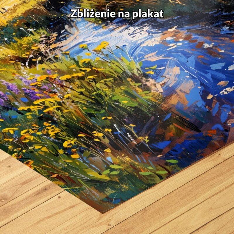 niebieski zielony żółty realistyczny obraz na ścianę do sypialni