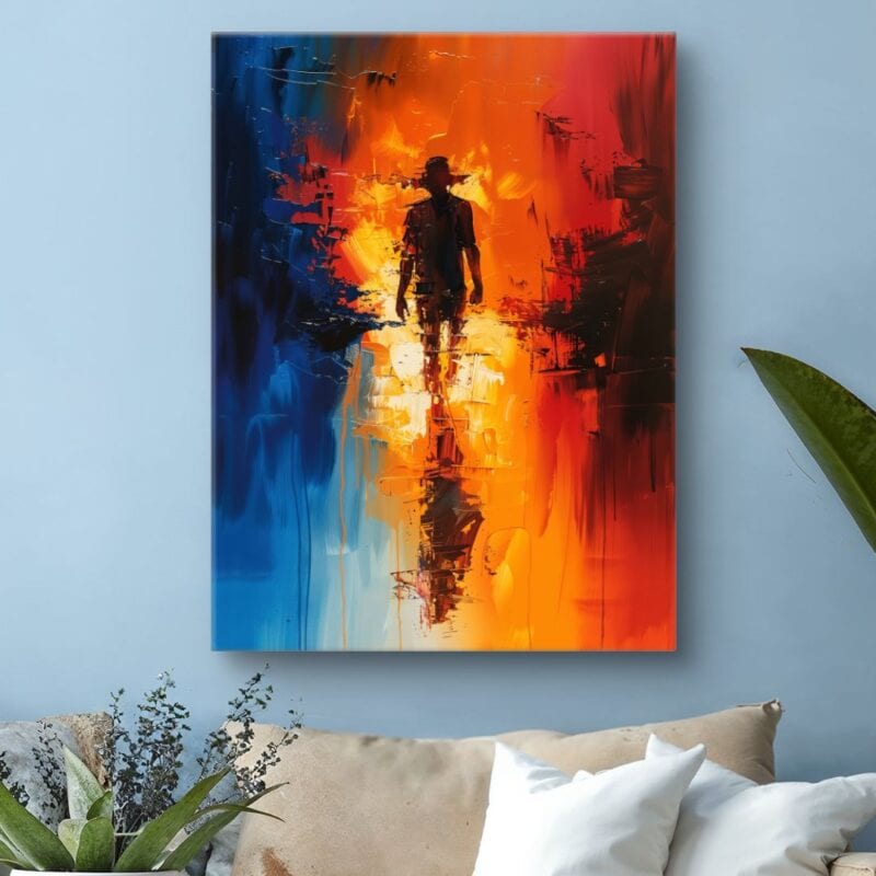 Obraz do salonu mężczyzna w ruchu abstrakcja