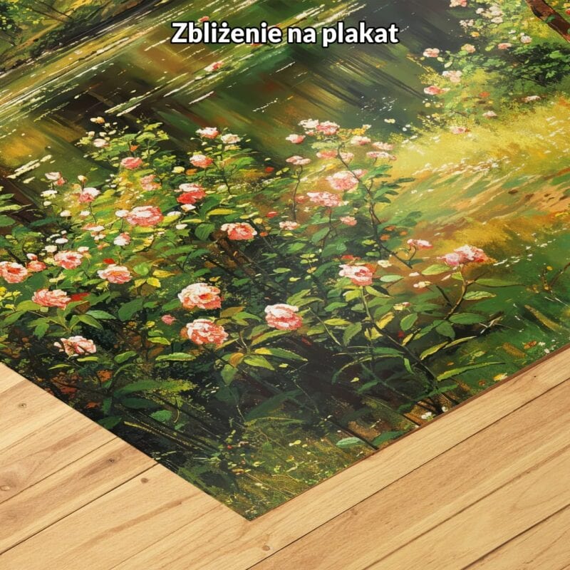 zielony brązowy różowy realistyczny obraz na ścianę do sypialni