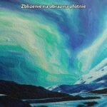 Obraz zorza polarna nad zimowym krajobrazem do salonu