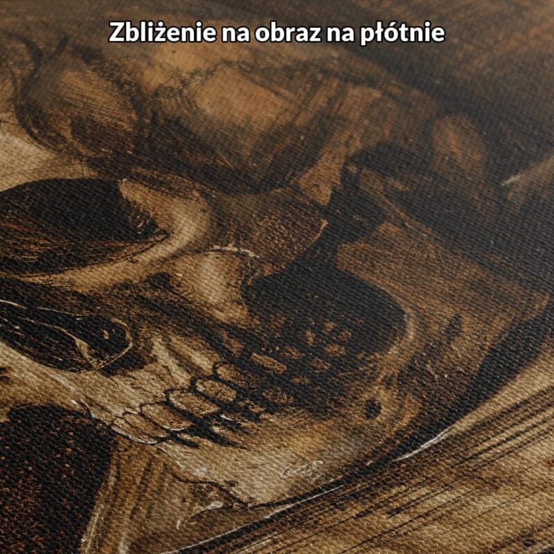 Obraz do salonu czaszka na książkach