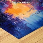 pomarańczowy niebieski fioletowy częściowo abstrakcyjny obraz na ścianę do sypialni