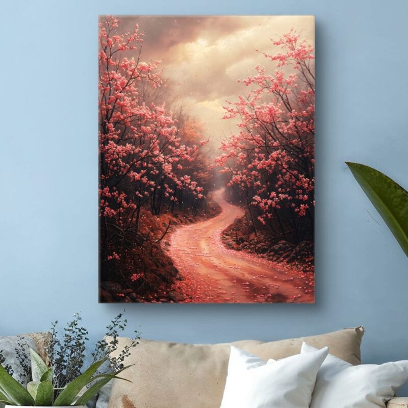 Obraz romantyczny ścieżka w lesie wiosennym do salonu