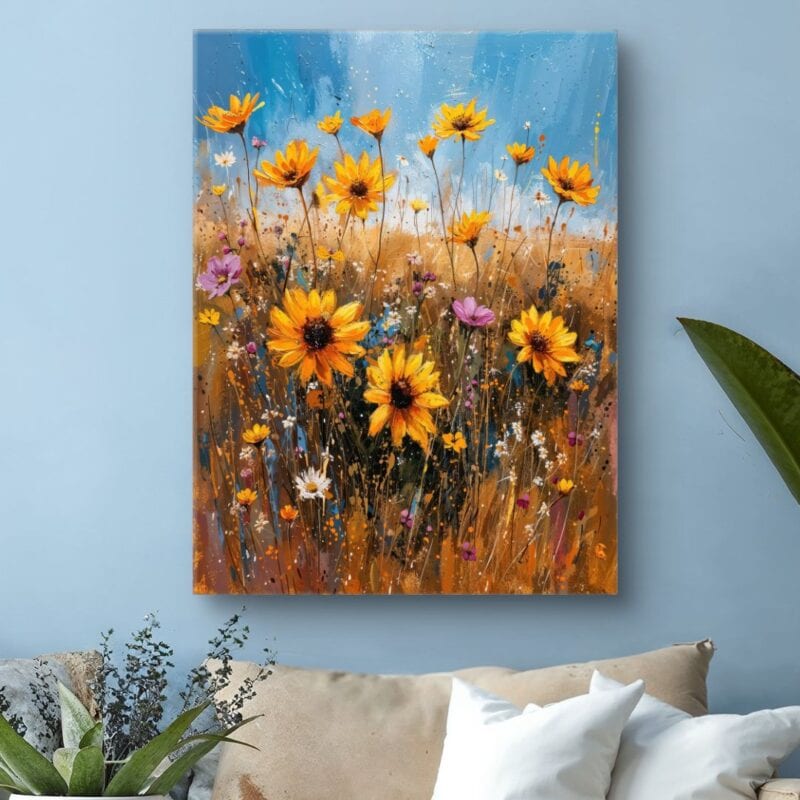 Obraz rośliny i flora słoneczniki do salonu