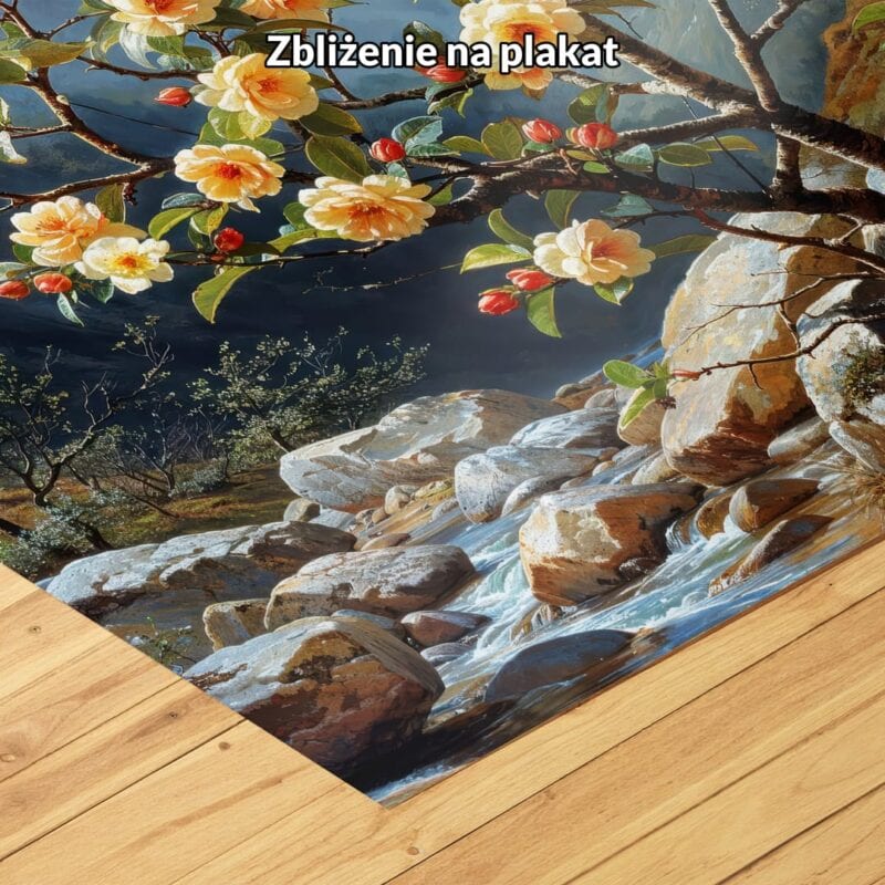 zielony niebieski żółty realistyczny obraz na ścianę do sypialni