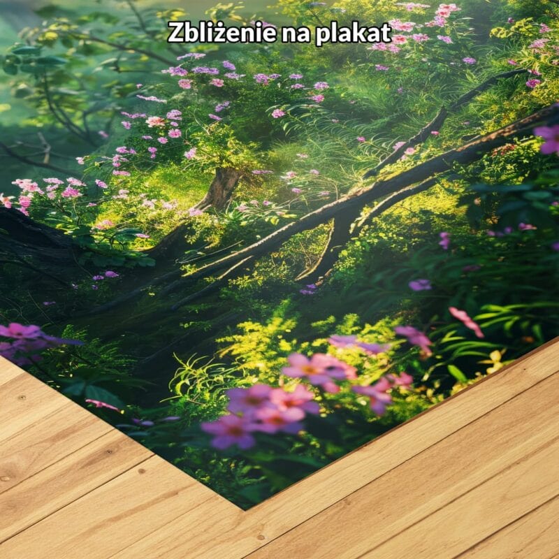 Plakat natura i krajobrazy las kwiaty w lesie