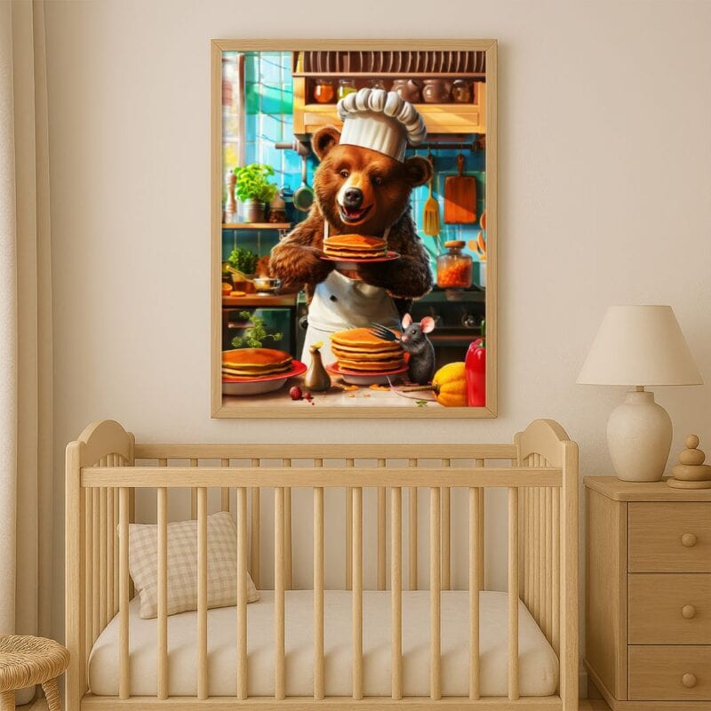 Plakat do kuchni niedźwiedź z naleśnikami