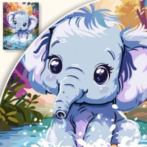 Plakat Bawiący się słoń w wodzie