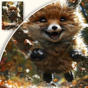 Plakat Radosny lis w jesiennej scenerii