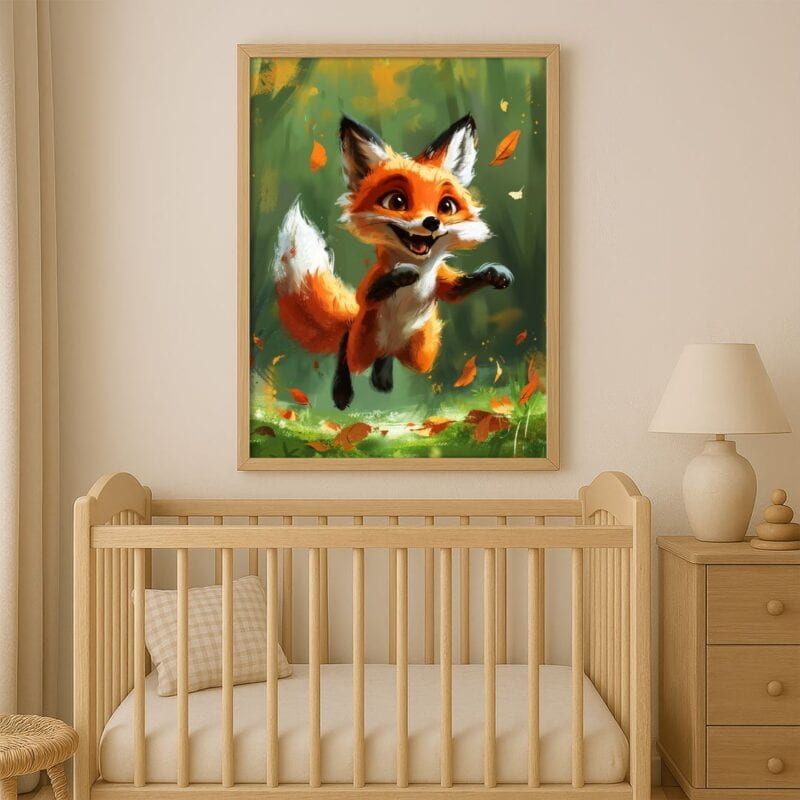 Plakat radosny lis jesień do dziecięcego pokoju