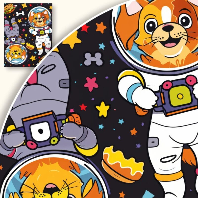 Plakat Sympatyczne psy kosmonauta w kosmosie