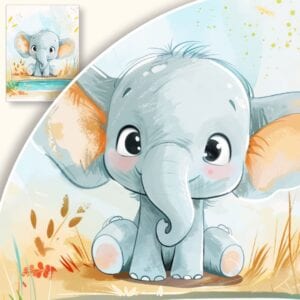 Plakat Uroczy Słoń nad Wodopojem